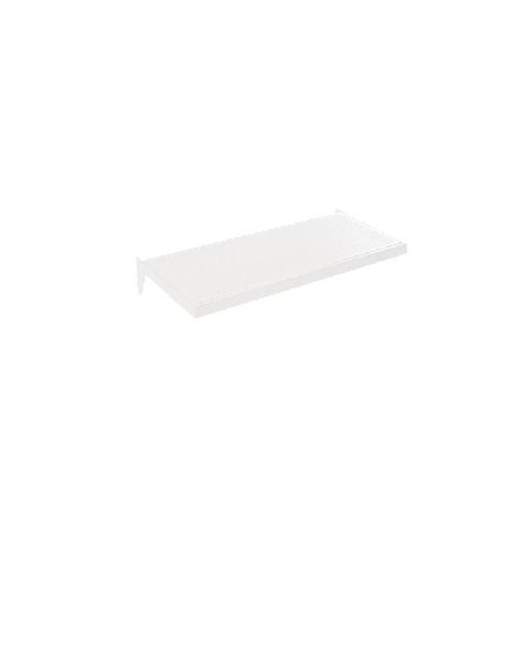 U-hylde, lige, med metalhulplade, hvid, 61 x 37 cm, multitilbehør - 12 mm