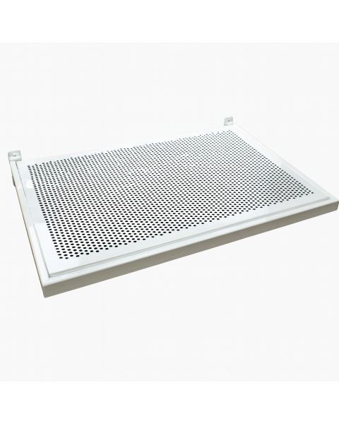 Hylde m/ metalhulplade (59,5 x 37 cm.) t/ rillepanel - hvid