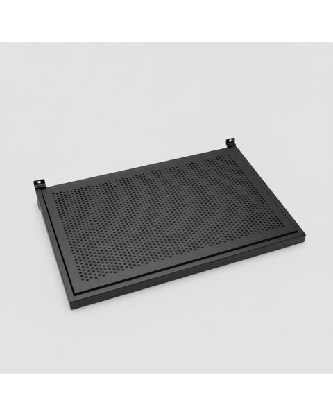 Hylde m/ metalhulplade (59,5 x 37 cm.) t/ rillepanel - sort