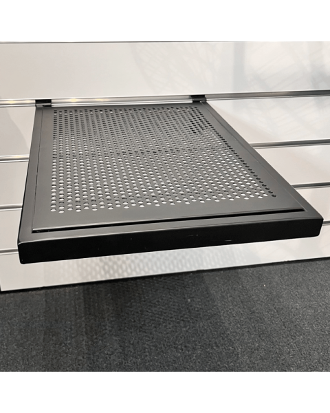 Hylde m/ metalhulplade (29,5 x 37 cm.) t/ rillepanel - sort