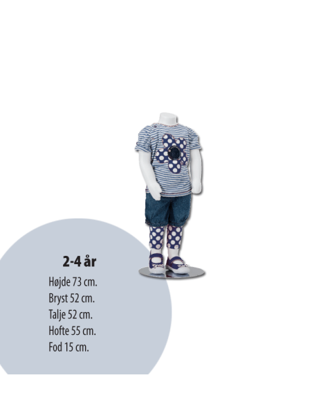 Børnemannequin u/ hoved, hvid. Størrelser fra 1-2 år til 12-14 år.