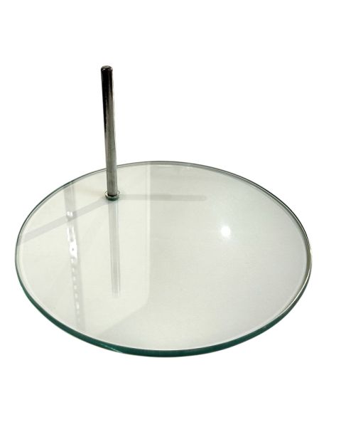 Fodplade med fodspyd til børnemannequin, glas. Ø30.