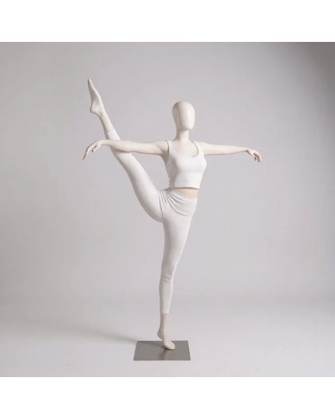 Yoga damemannequin, fitness/yoga - hvid. Et ben
