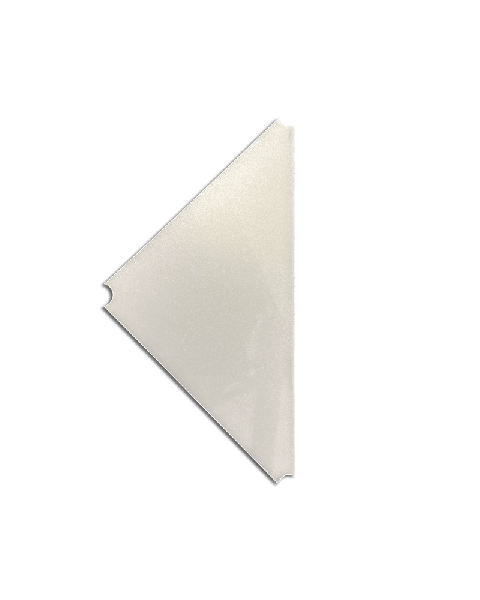 Tubo, plastplade, klar, 46 x 46 cm til trekanthylde runde hjørner