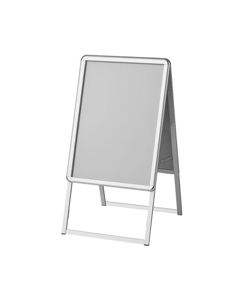 A-skilt med snap system, 70 x 100 cm, alu, blanke hjørner. Indendørs