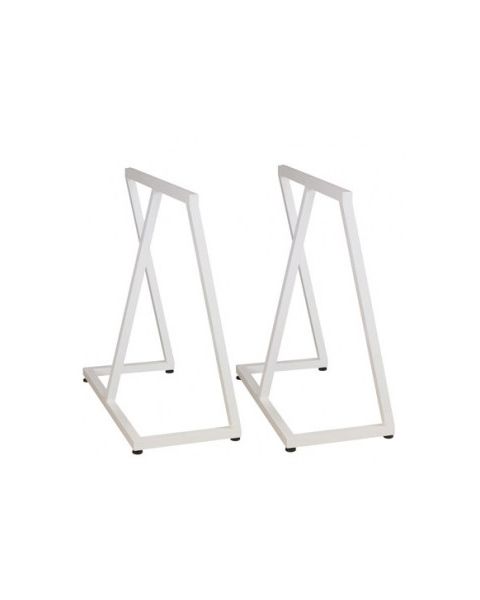 Bordstel/bukke i hvid. Sæt af 2 stk. 63 x 32 H 70 cm.