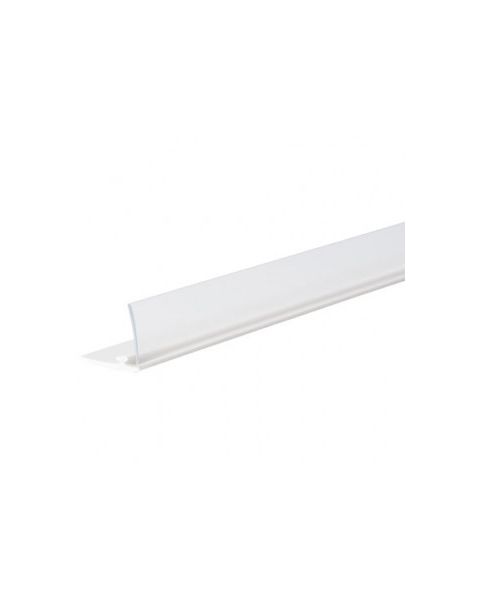 Vareskubber, forkant, hvid med klar front. 1 mtr. M/ tape.