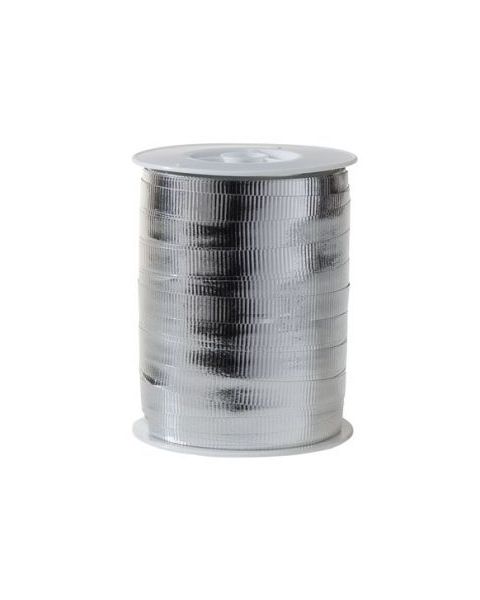 Gavebånd, metal riflet sølv, 10 mm x 250 mtr.