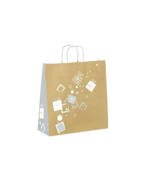 Papirpose, jul. 35 x 14 x H41 cm - jul - fødselsdag - jubilæum. 50 stk.