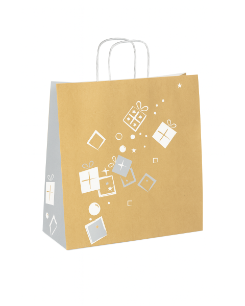 Papirpose, jul. 35 x 14 x H41 cm - jul - fødselsdag - jubilæum. 50 stk.