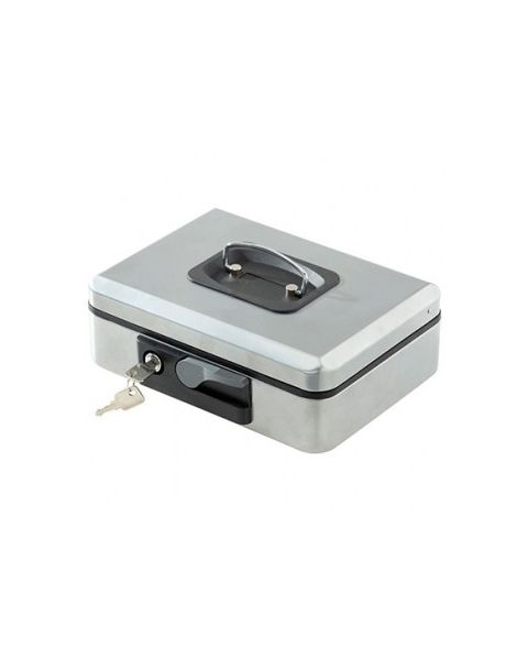 Pengekasse 25 x 18 x H9. med nøgle. Grå. 3 rum
