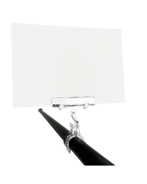 Clear Grip, skilteholder, med bred klemme, klar akryl, H10 cm