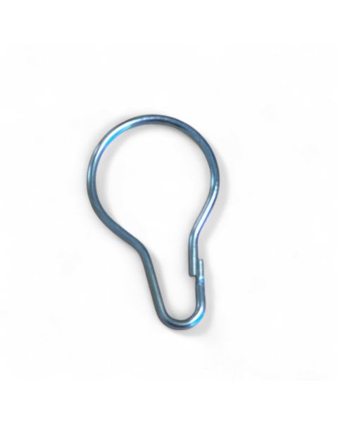 Krog med lås - gardingring i krom.  H 5,9 cm. - pæreformet krog til skilte ophæng