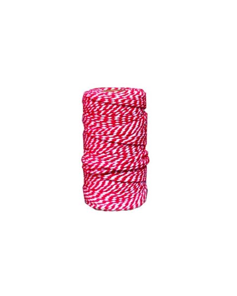 Dokumentbånd, 2 mm x 100 m, rød/hvid, bomuld