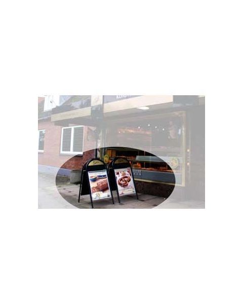 Sandwich-skilt m/ logoplade - Sort