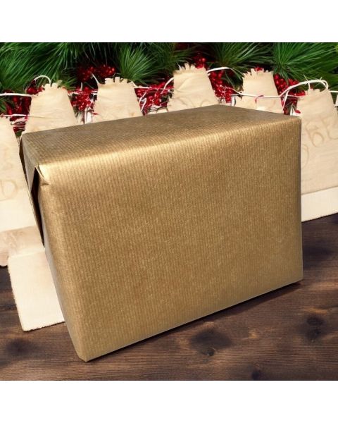 Gavepapir B 57 cm. Guld, mat, kraftpapir. 200 mtr.