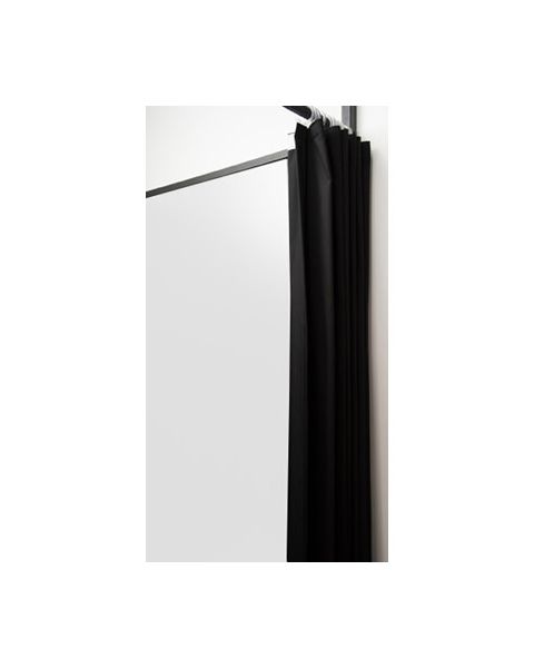 Prøverum til butik – 1-sidet prøverum. Sæt med sort stel og forhæng. ( B 100 x D 100 x H 210 cm.) - Vælg farve på forhæng