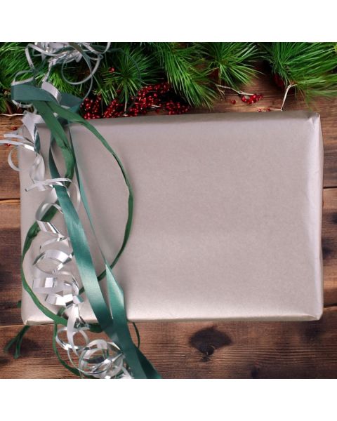 Gavepapir B 50 cm. Sølv, kraftpapir. 100 mtr.