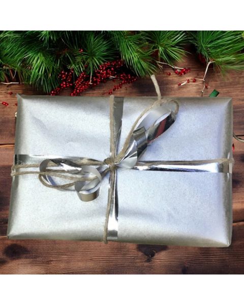 Gavepapir B 50 cm. Sølv, kraftpapir. 100 mtr.