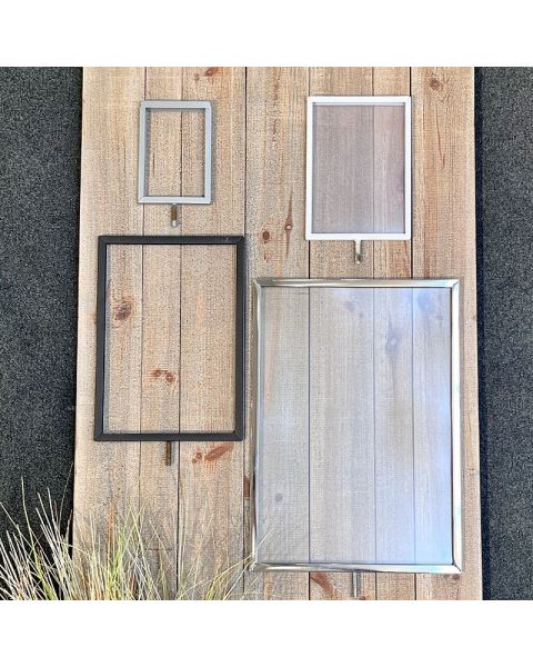 Skilteramme metal. M/ 8 mm gevind. Vælg størrelse