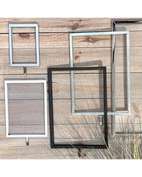 Skilteramme metal. M/ 8 mm gevind. Vælg størrelse