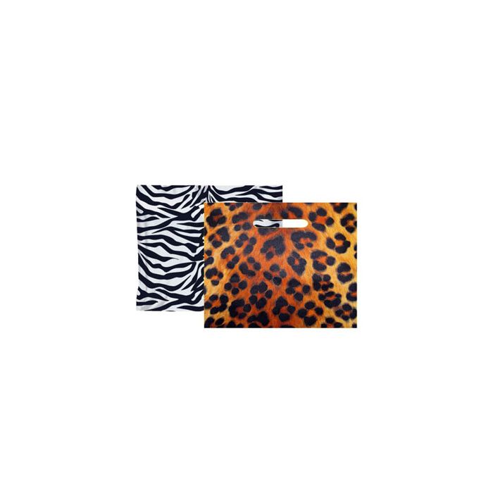 Plastposer m/ tryk - Leopard eller Zebra - 100 stk.
