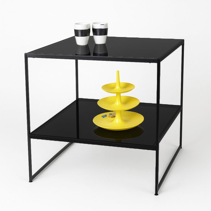 HAPPY! oplægsbord, sort, 80 x 80, 2 sorte melaminplader