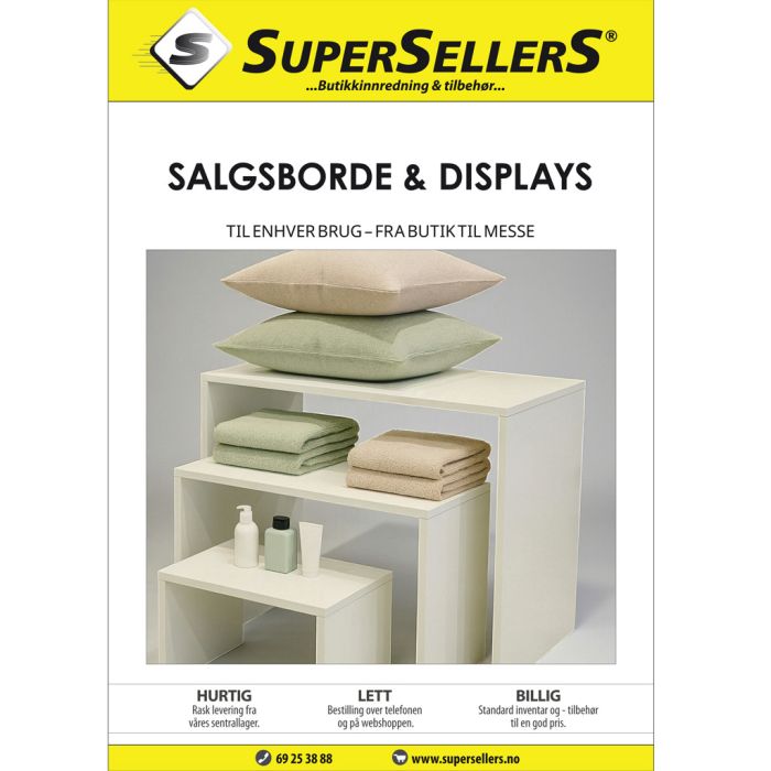 Katalog med salgsborde og displays