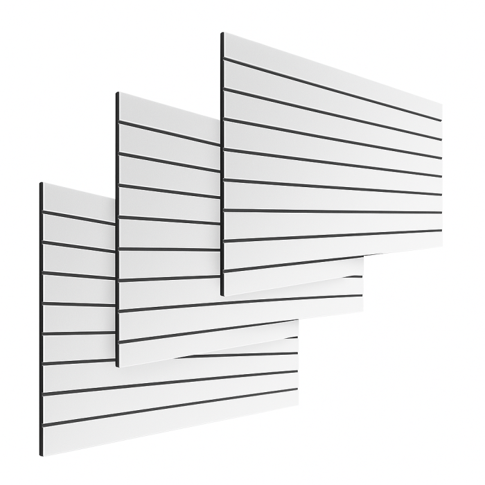 Rillepanel - 120 x 240 cm. - hvid - 10 cm. ( 3 stk. 120 x 80 ) - Supersæt, let tekstur