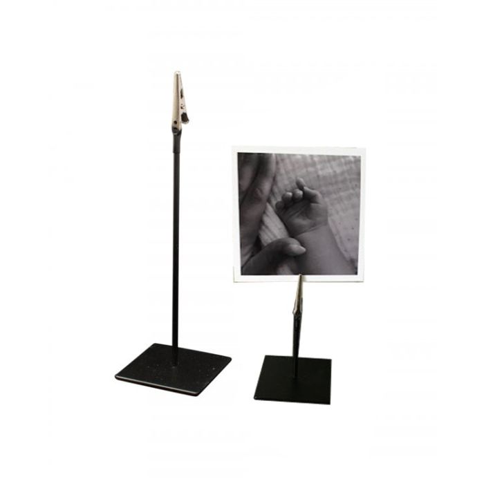 Skilteholder m/ krokodillenæb - H 10 cm. - Sort