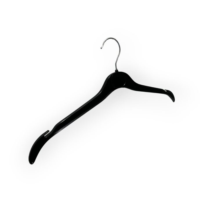 Plastbøjle, voksen, formpresset, med hak og uden stang, sort, 41 cm. Letvægt Discount.