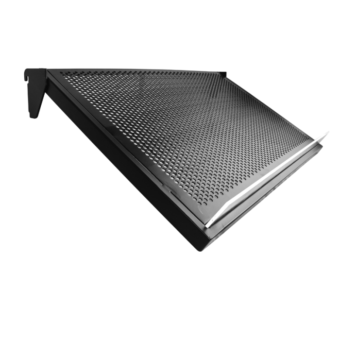 Skrå U-hylde m/ metalhulplade (91 x 37 cm) - Sort