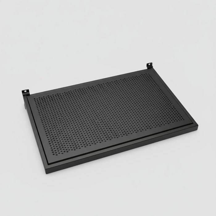 Hylde m/ metalhulplade (59,5 x 37 cm.) t/ rillepanel - sort