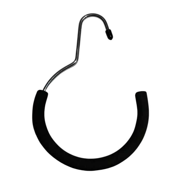 Tørklædering, H20 cm. Ø 12 cm med sort skumgummi, krom.