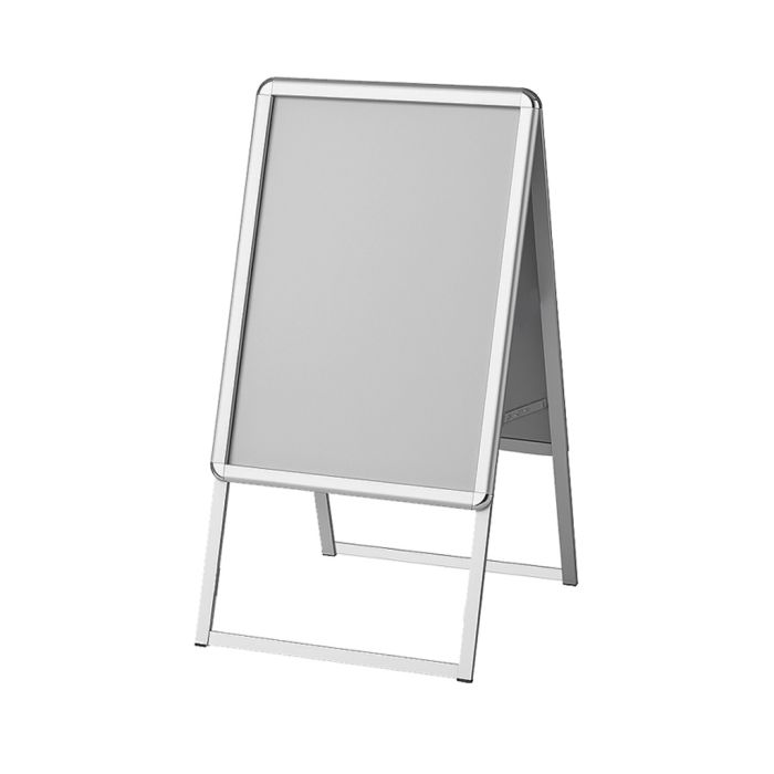 A-skilt med snap system, 70 x 100 cm, alu, blanke hjørner. Indendørs