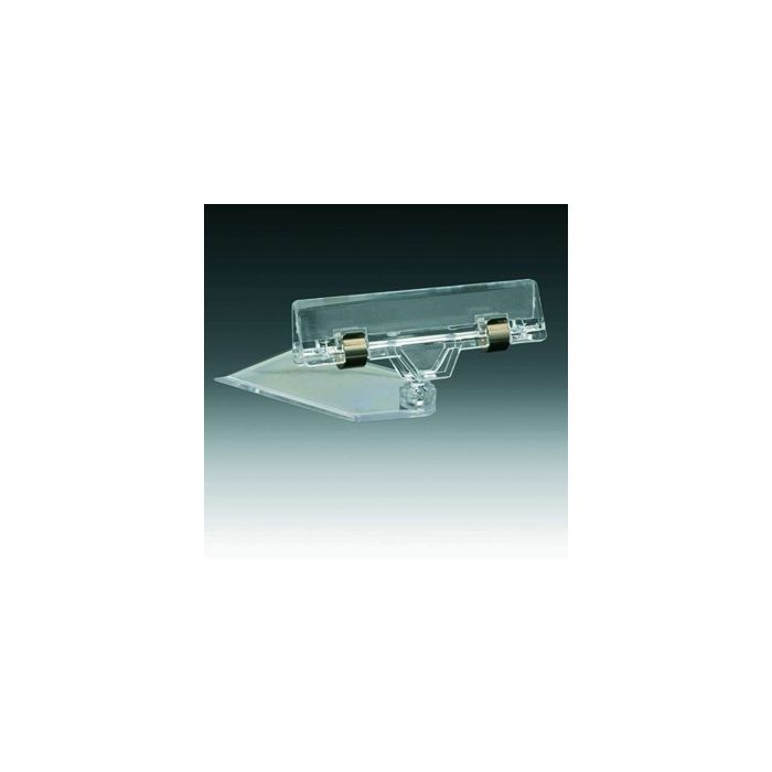 FLAT-BASE lav skilteholder med bred klemme