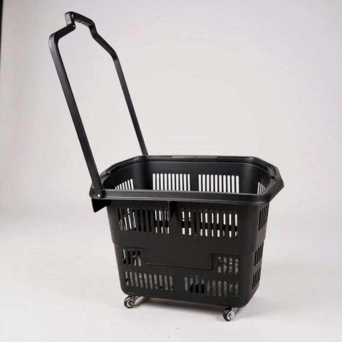 Indkøbskurv 55 liter med hjul. Sort plast