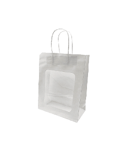 Papirpose. H 27,5 cm. M/ vindue. Gavepose - hvid. 20 stk.