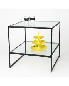 HAPPY! oplægsbord, sort, 80 x 80, 2 klare glasplader