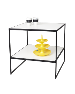 HAPPY! oplægsbord, sort, 80 x 80, 2 hvide melaminplader