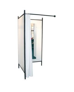 2-sidet prøverum. Sæt med sort stel og forhæng. ( B 100 x D 100 x H 210 cm.) - Vælg farve på forhæng og vægplade