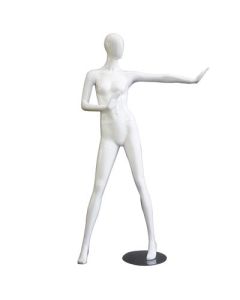 1100 faceless damemannequin. Hvid high gloss med faceless hoved. H 178 cm. Stop disko