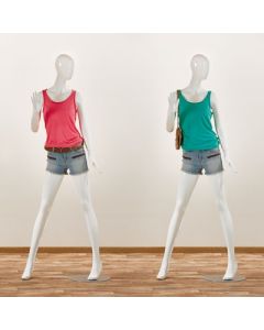 1100 faceless damemannequin. Hvid high gloss med faceless hoved. H 178 cm. Disko trin