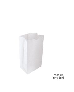 Papirpose. H 21 cm. 200 stk. M/ klodsbund, hvid