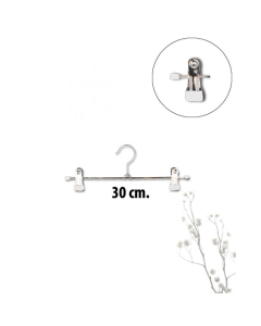 Klemmebøjle metal (B 30 cm.) Hvid. Buksebøjle. Min. køb 300 stk.
