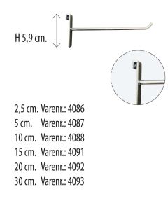 Varekrog Ø 5mm t/ gitter ( H 5,9 cm). Galvaniseret. Vælg længde på kroge