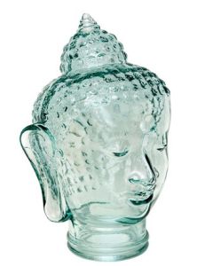 Glashoved, mindfulness, klar glas, H30 cm