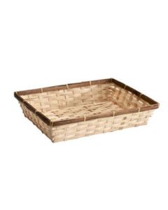 Gavekurv, rektangulær, bambus med brun kant, 32 x 24 x H7 cm
