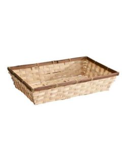 Gavekurv, rektangulær, bambus med brun kant, 38 x 24 x H8 cm