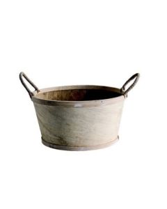 Rund trækurv, med 2 dekorative håndtag, natur, Ø23 cm, H12 cm